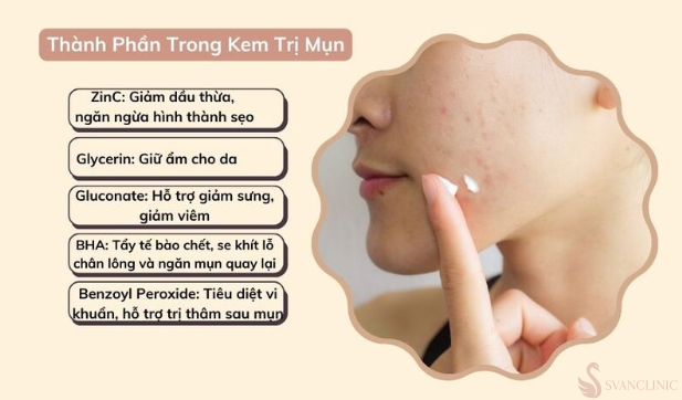Những thành phần quan trọng trong các loại kem trị mụn tốt